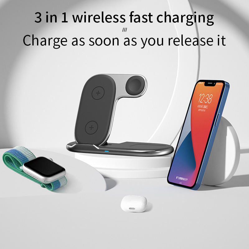 Foldable 3-in-1 Wireless Charger — iPhone, Huawei & Watch