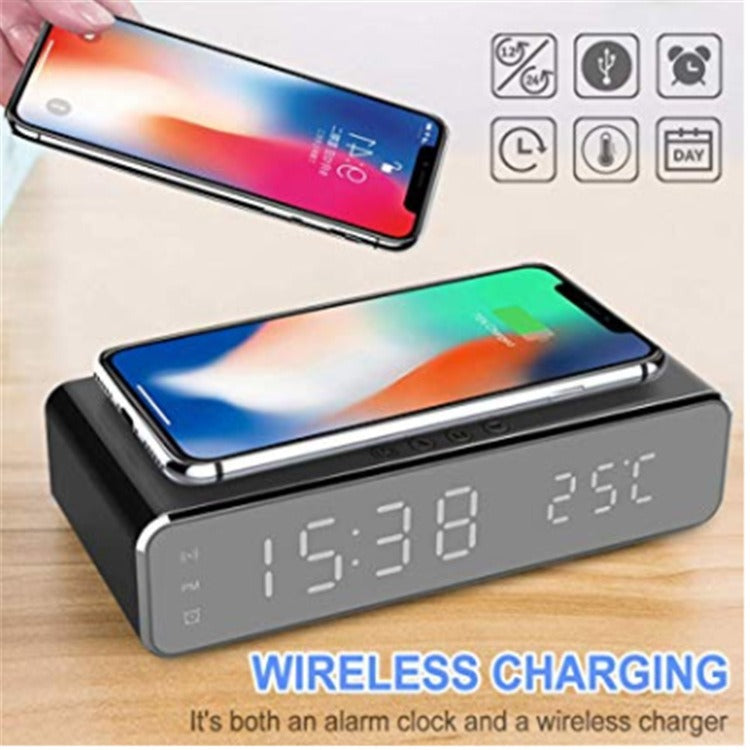 Wireless Charger with Clock, Thermometer & Time Display