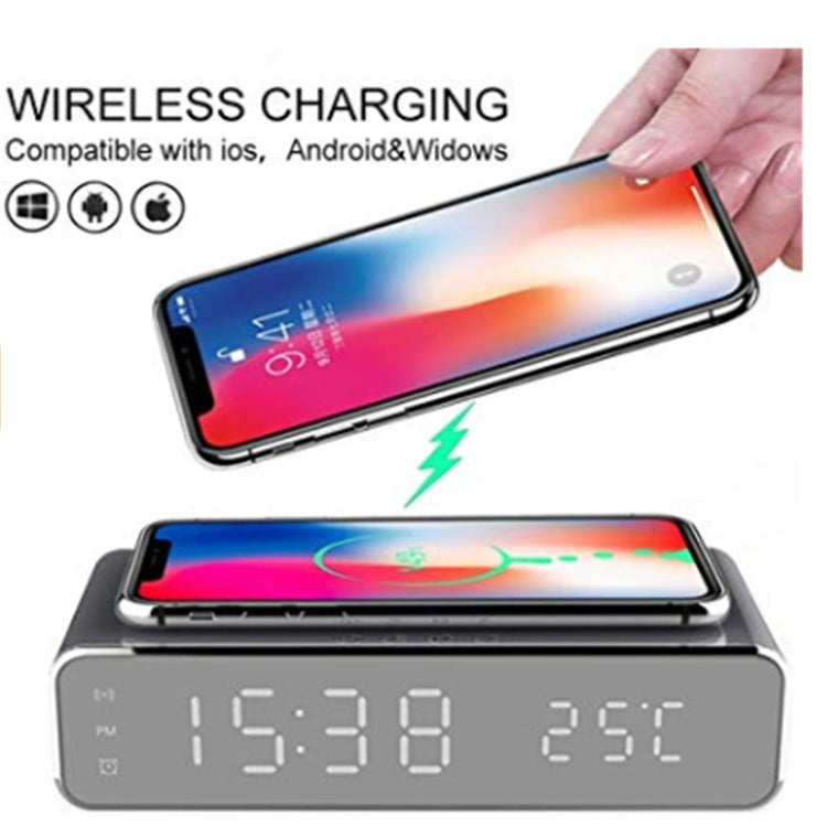 Wireless Charger with Clock, Thermometer & Time Display
