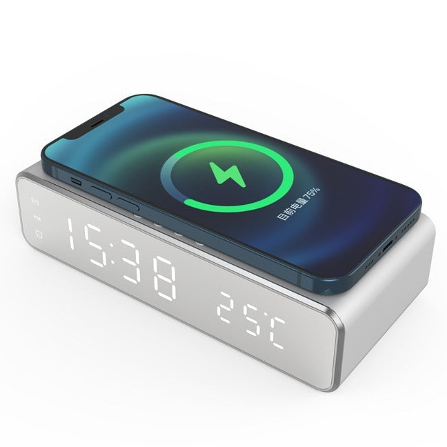 Wireless Charger with Clock, Thermometer & Time Display