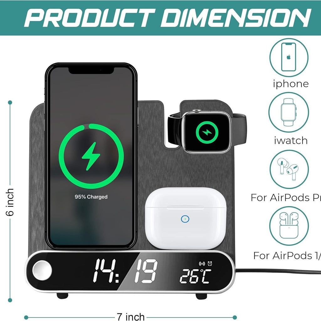 3-in-1 Clock Wireless Charger — Watch & Earphones