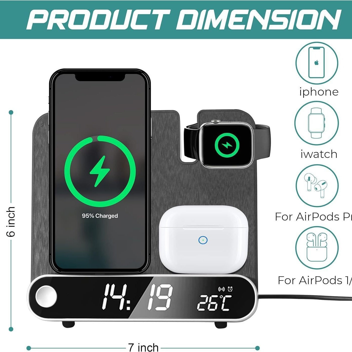 3-in-1 Clock Wireless Charger — Watch & Earphones