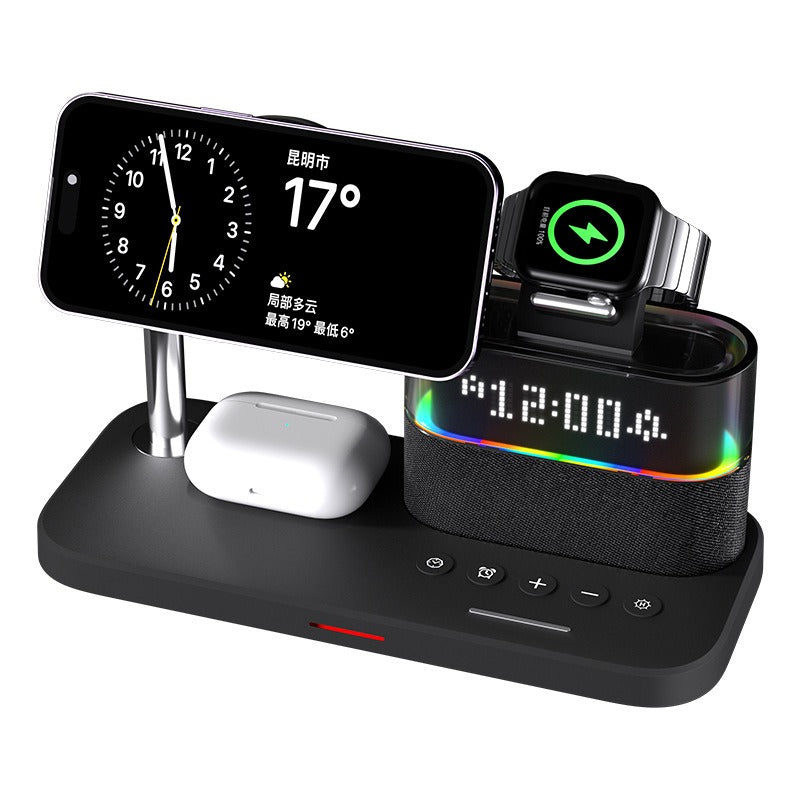 3-in-1 Magnetic Wireless Charger with Clock — Apple