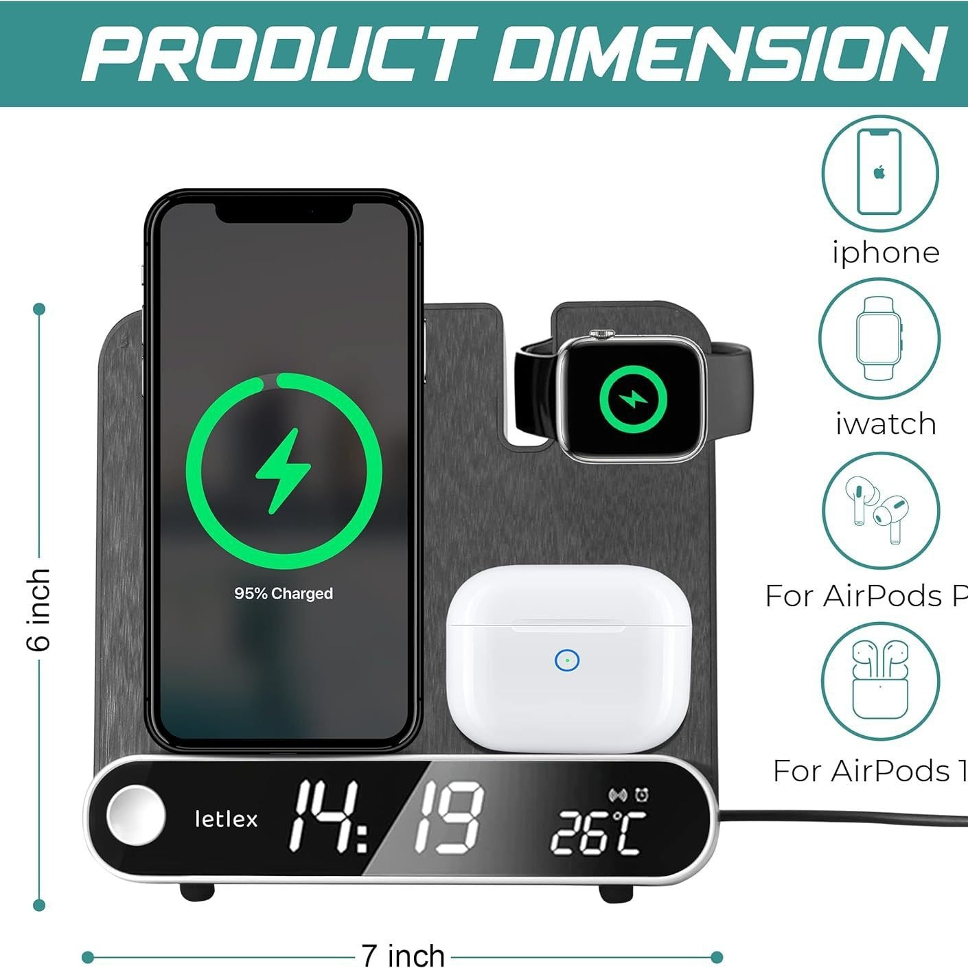 3-in-1 Clock Wireless Charger — Watch & Earphones