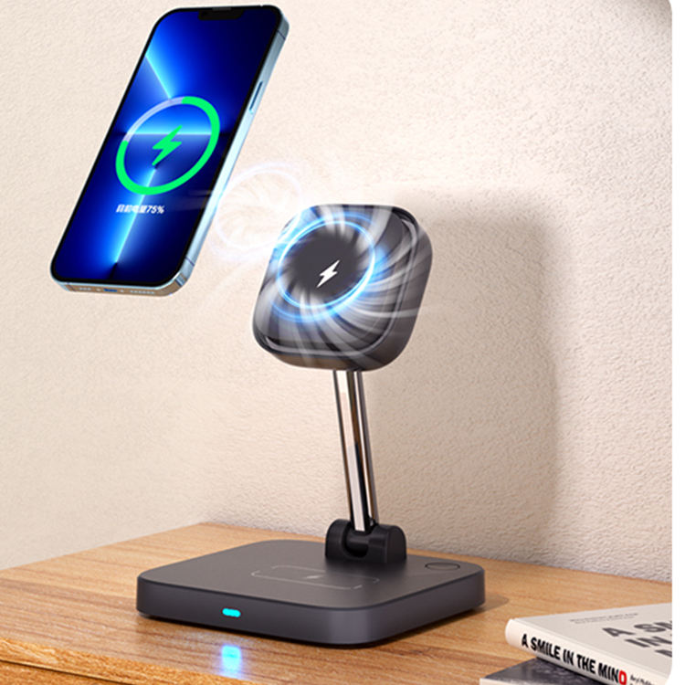3-in-1 MagSafe Charger with Cooling Fan — iPhone, AirPods & Watch