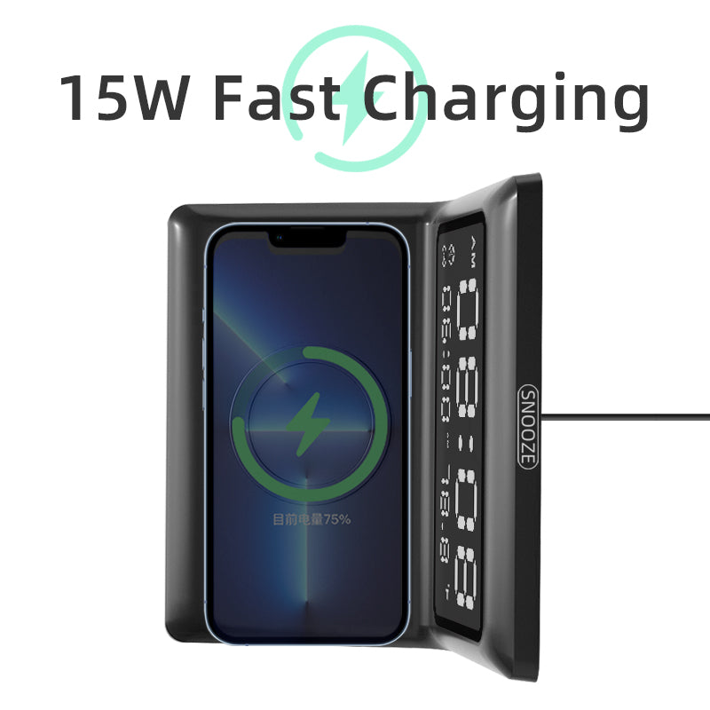 3-in-1 Fast Wireless Charger with Alarm Clock — Apple