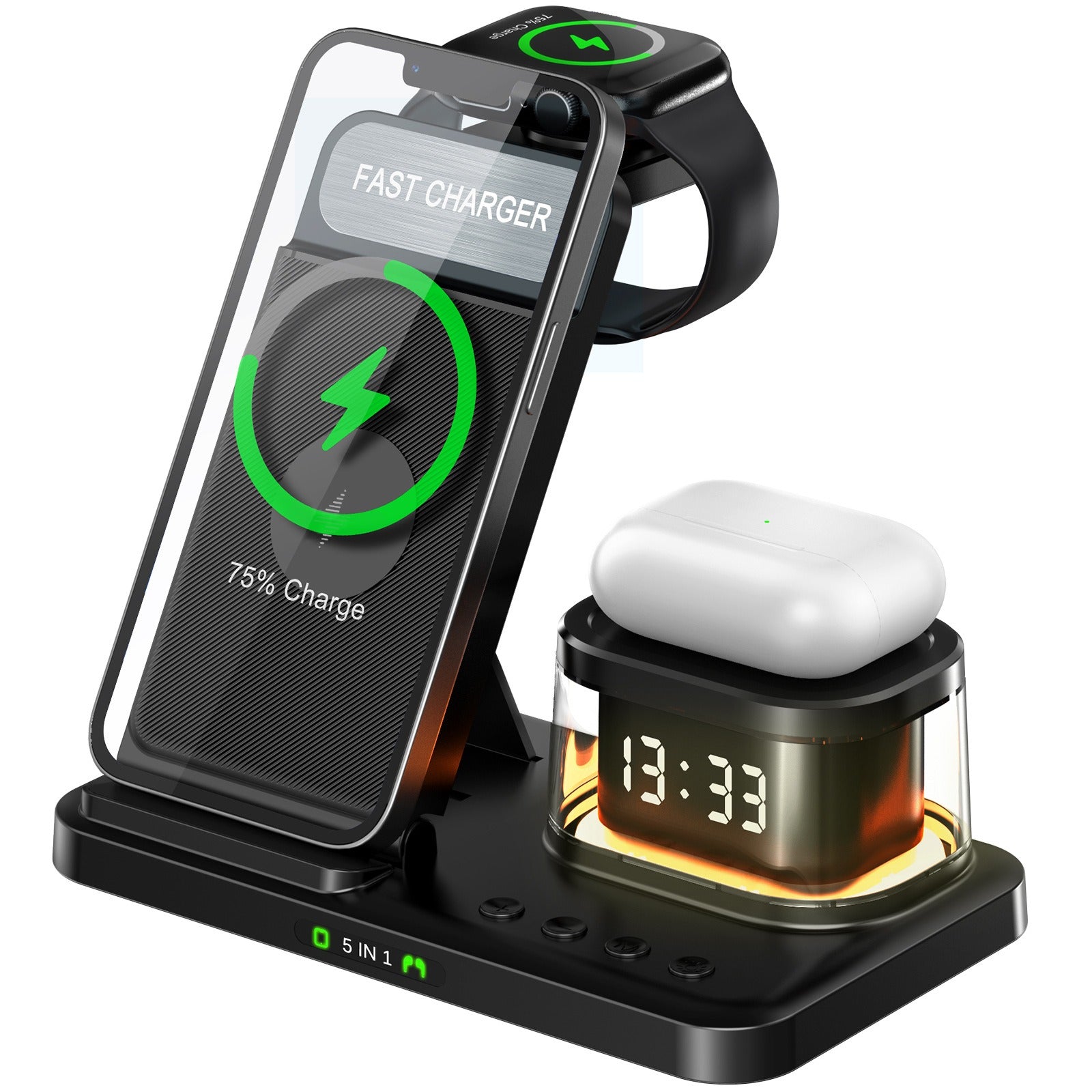 15W Foldable 5-in-1 Fast Wireless Charger